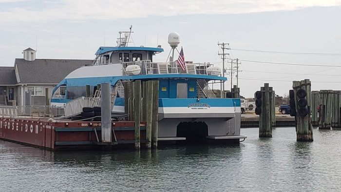 Ocracoke Express passenger only ferry at Hatteras dock.