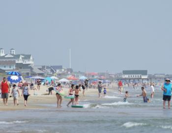 A June beach scene in Kitty Hawk.