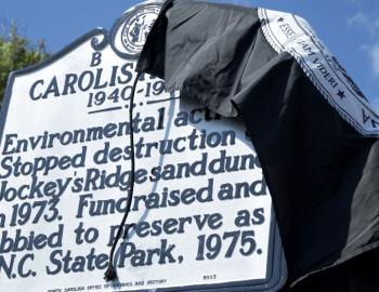 The unveiling of the state's newest highway marker commemorating Carolista Baum.