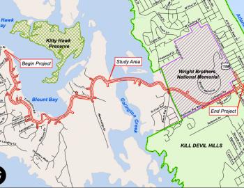 NCDOT map of Colington Road Project Area