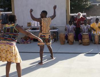 Saakumu Dance Troupe in Dare Arts Courtyard in Manteo.