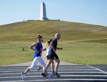 Running past the Wright Brothers Memorial is a highlight of the Flying Pirate Half Marathon.