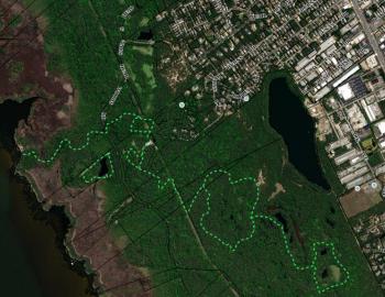Dare County GIS Recreation Map showing Nags Head Woods trails.