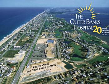 Aerial view of site where Outer Banks Hospital would be built as construction begins.