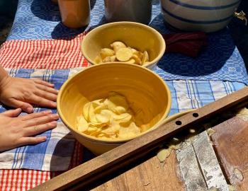 Potato Day at Island Farm features kettle-cooked potatoes that are freshly harvested.