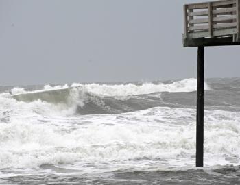 November Nor'easter churns up the ocean off Kitty Hawk Pier.