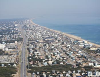 The Outer Banks looking north from Kill Devil Hills.