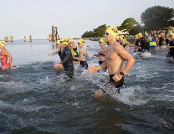 Sprint start of the Outer Banks Triathlon.