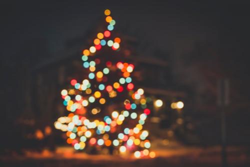 Blurry lights on a christmas tree