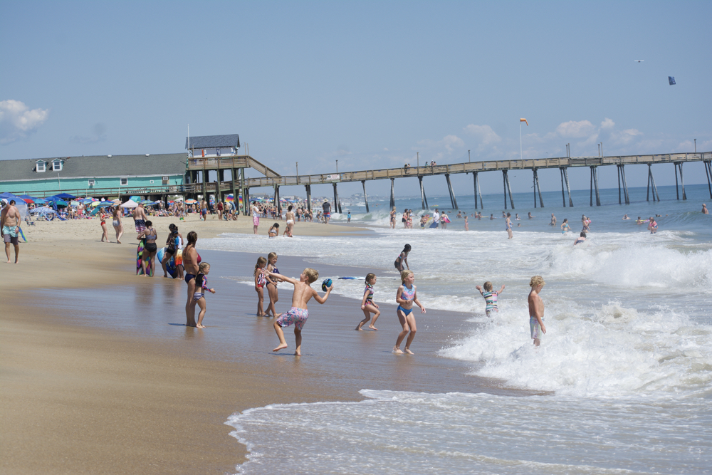 Kill Devil Hills Beach filled with vacationers on Independence Day.