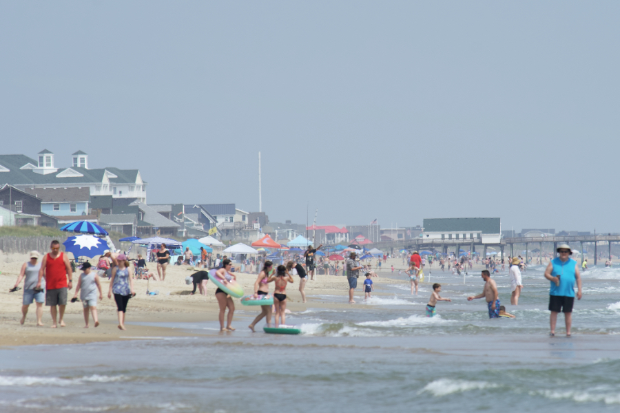 A June beach scene in Kitty Hawk.