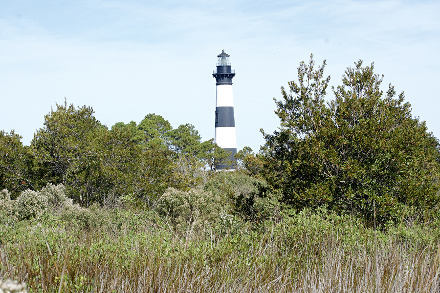 Bodie Island Lighthouse from the maritime forest on the south side.