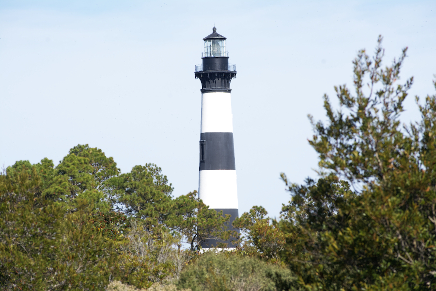 Bodie Island Lighthouse from the surrounding marsh.