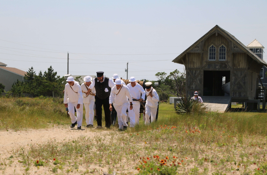 Every Thursday at the Chicamacomico Life-Saving Station a faithful reenactment of Life-saving Service drills.