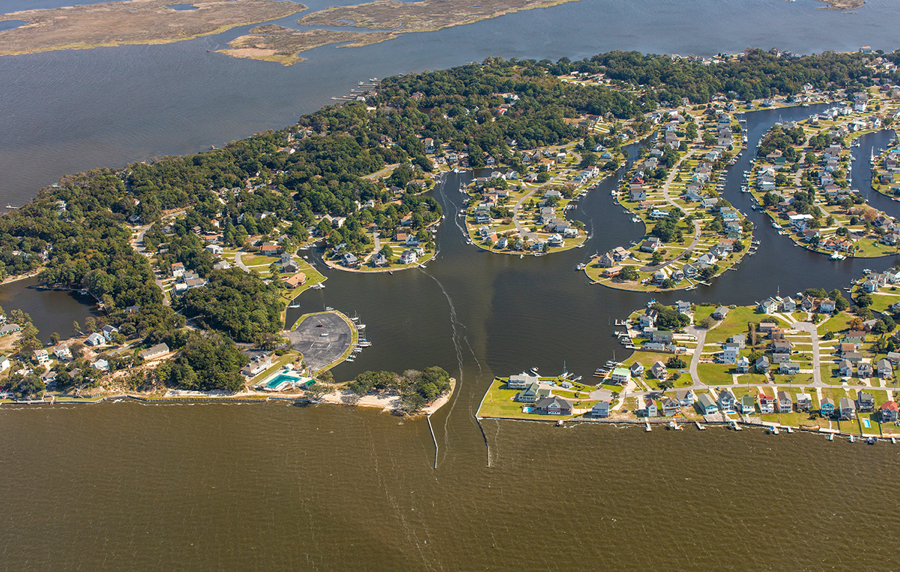 Aerial view of Colington Harbor.
