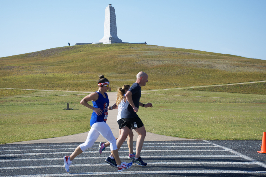 Running past the Wright Brothers Memorial is a highlight of the Flying Pirate Half Marathon.