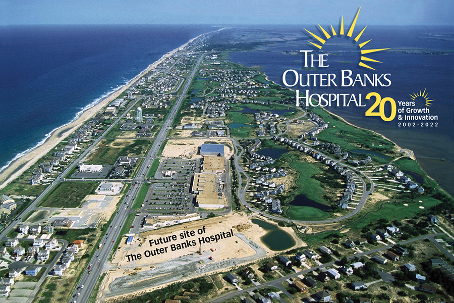 Aerial view of site where Outer Banks Hospital would be built as construction begins.