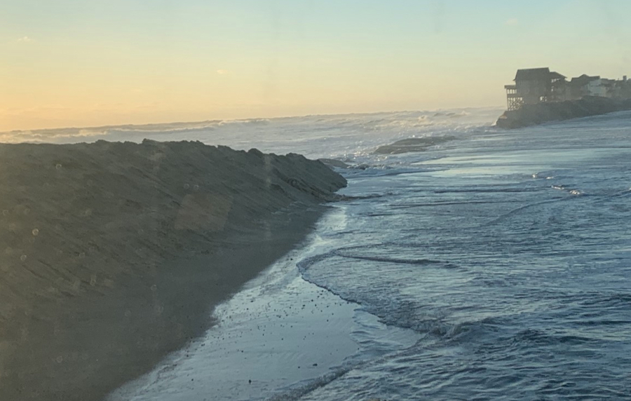 The latest example of why the Jug Handle Bridge is needed. Atlantic Ocean washes over NC12 on January 4.