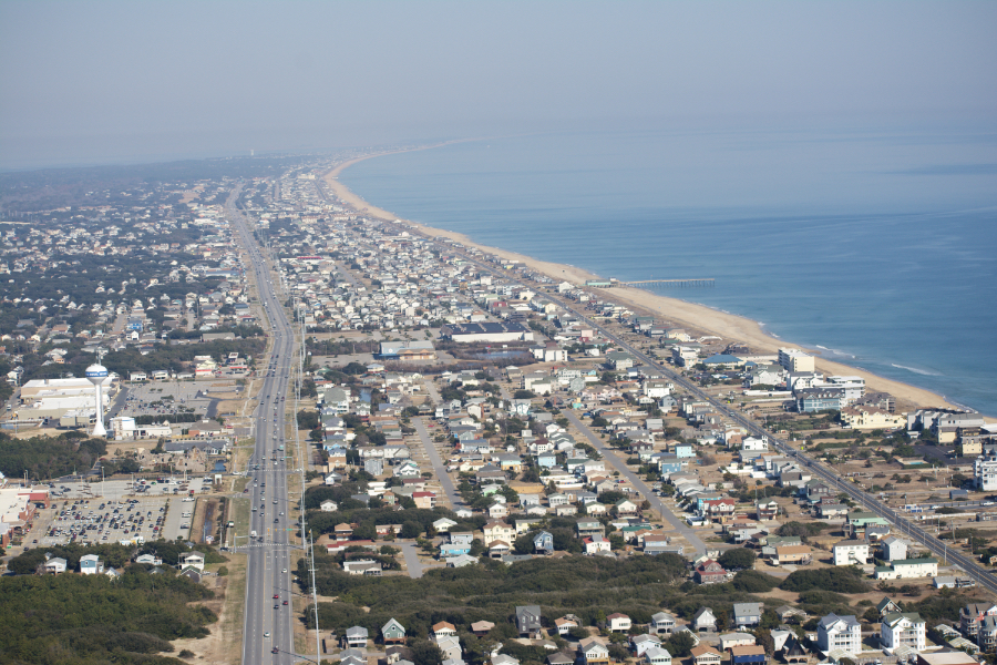 The Outer Banks looking north from Kill Devil Hills.