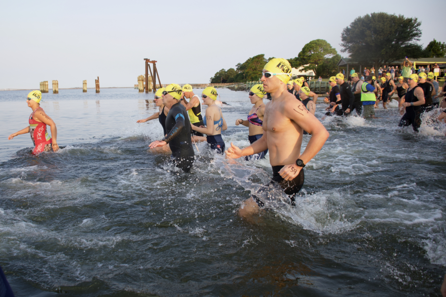 Sprint start of the Outer Banks Triathlon.