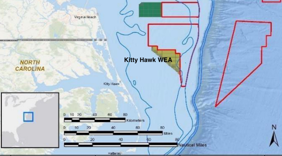 BOEM map showing new Wind Energy Areas off Outer Banks of North Carolina.