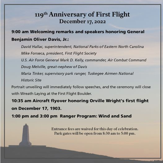 Wright Brothers December 17, 2022 events.
