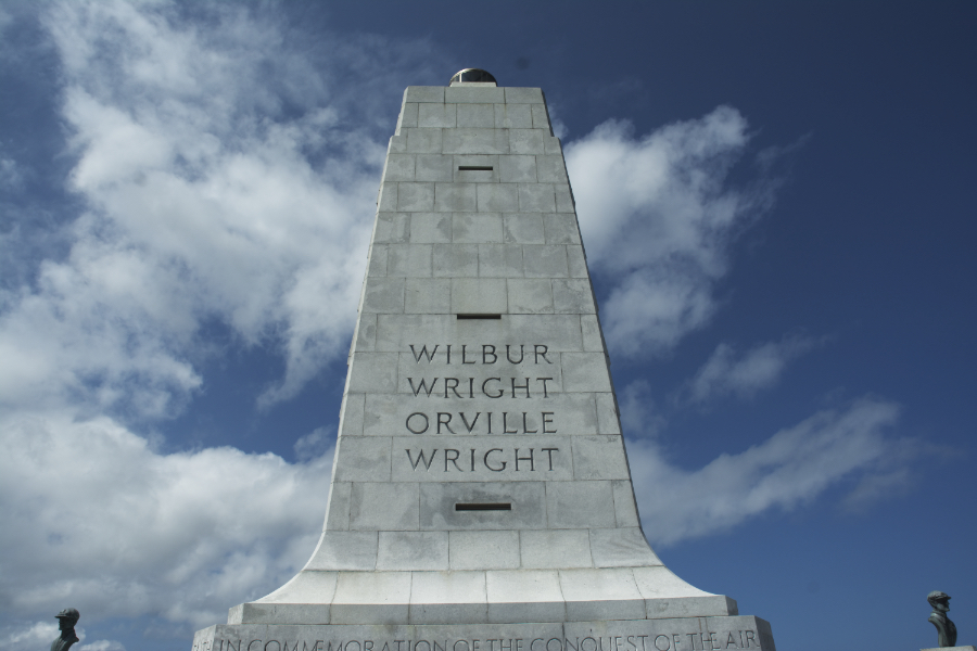 Wright Brothers Monument at the National Park Service Wright Brothers Memorial in Kill Devil Hills.