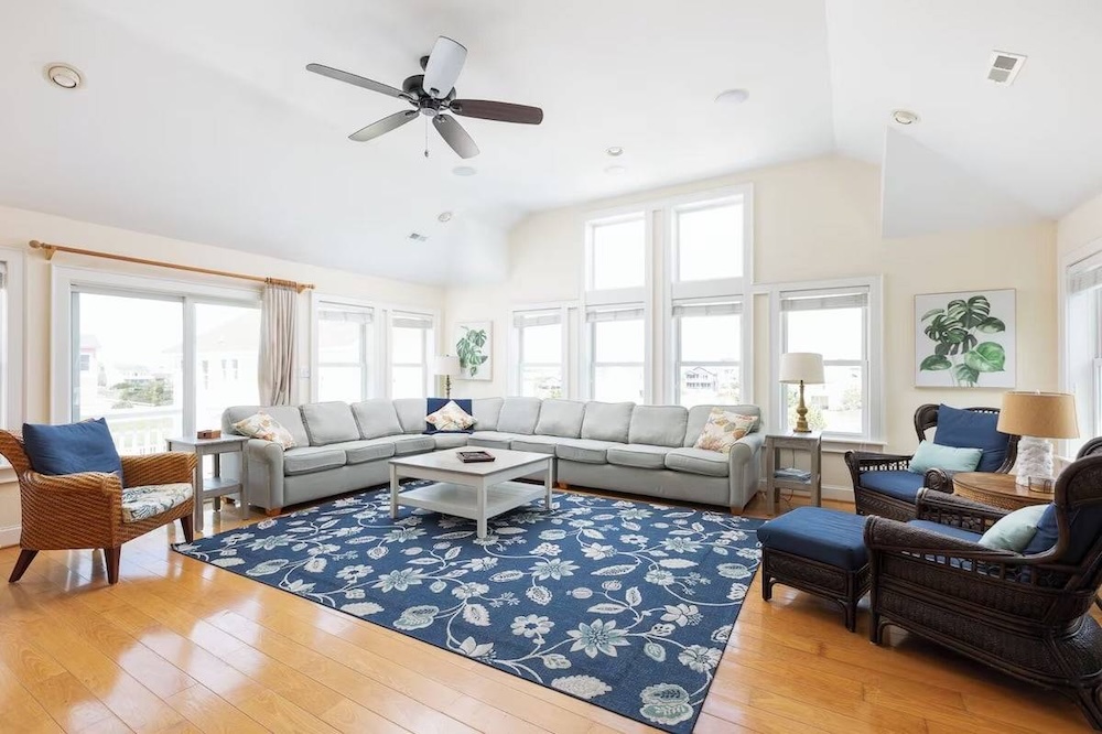 living room view of hatteras island rental for families in outer banks
