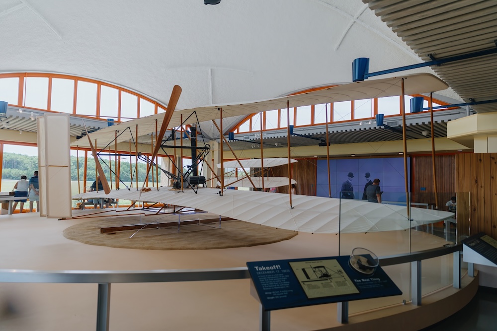 Replica of the Wright Brother's first plane at the memorial in the outer banks